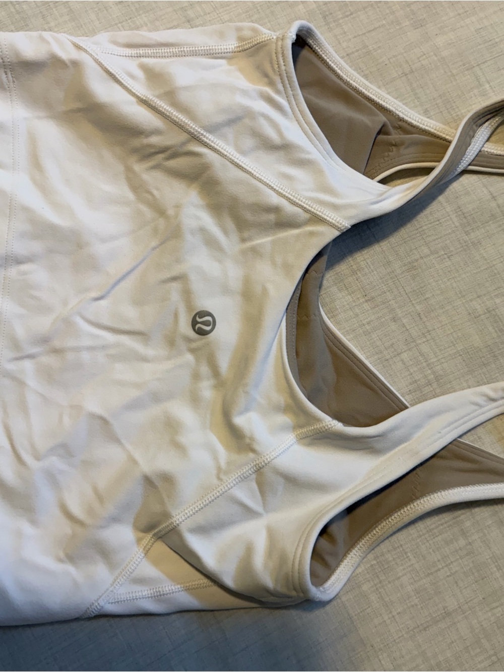 lululemon athletica White Tank Top with Nude Lining